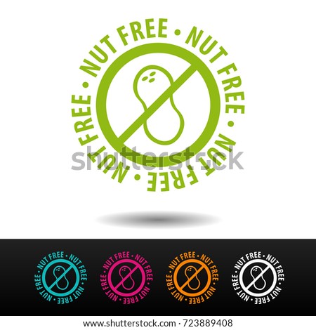 Nut free badge, logo, icon. Flat vector illustration on white background. Can be used business company.