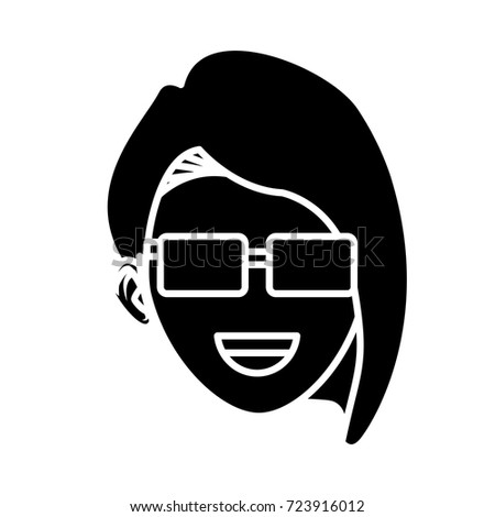 Young woman with sunglasses cartoon