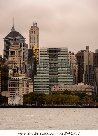 Architecture of the Downtown of Manhattan on a cloudy day, NY, United Sates of America