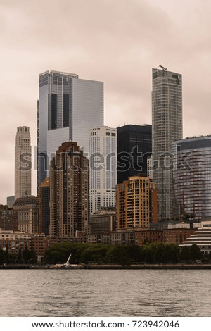 Architecture of the Downtown of Manhattan on a cloudy day, NY, United Sates of America