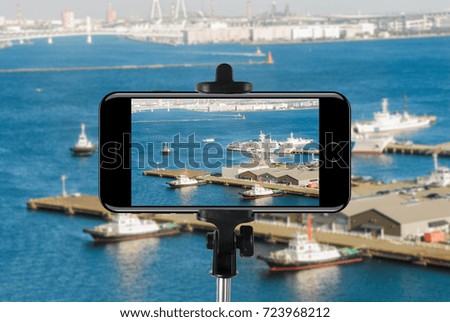 Photographing Industrial port and ships with Smartphone
