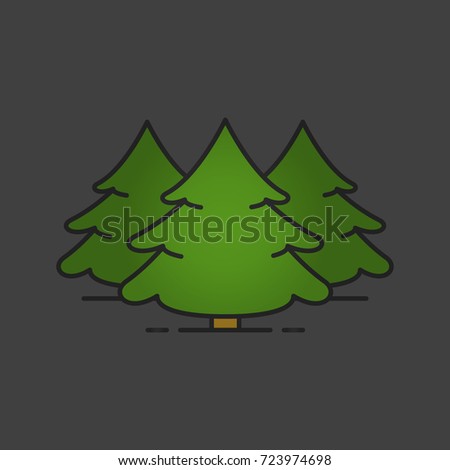 Fir forest color icon. Spruce. Christmas tree. Forestry. Isolated raster illustration