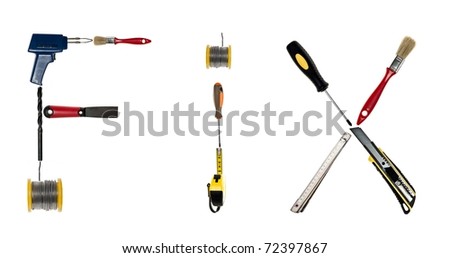 Fix word made of different hand tools
