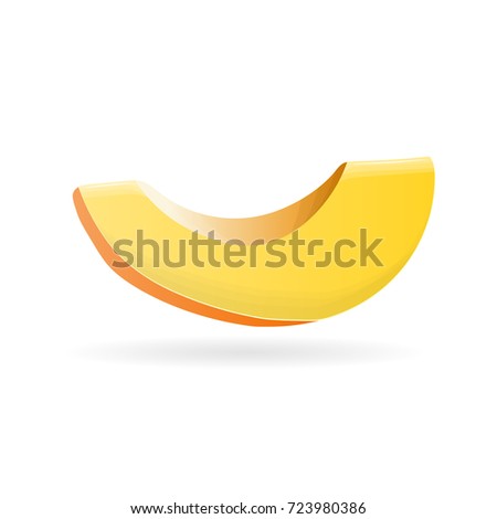 Bright vector illustration of colorful slice of pumpkin. Cute cartoon vegetable isolated on white background. Great for use in magazine, book, poster, card, menu cover, web pages and fall holidays