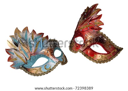 Two Venetian masks isolated on white