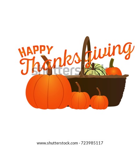 Isolated basket with pumpkins, Thanksgiving day vector illustration