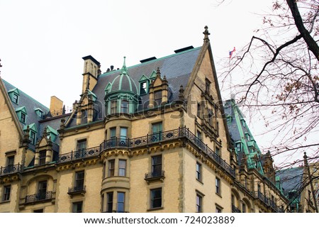 Architecture near the central park, Dakota building, New York. Royalty-Free Stock Photo #724023889