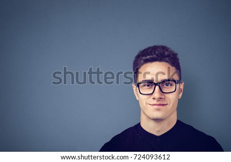 Happy man with glasses, smiling Royalty-Free Stock Photo #724093612