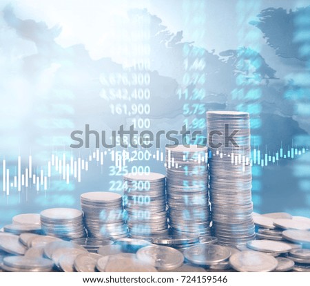 graph coins stock finance and business concept