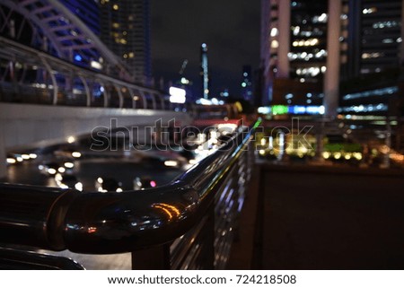 Bridge hand rail in night city