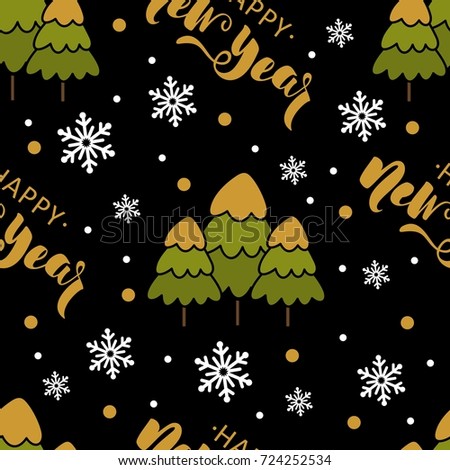 Cute Christmas holiday seamless pattern. Hand drawing vector illustration.