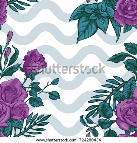 rose seamless pattern, vector rose