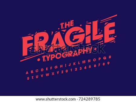 Vector of stylized grunge font and alphabet