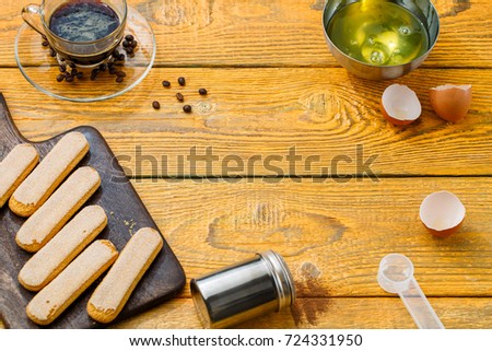 Photo of tiramisu cooking, biscuits, cheese