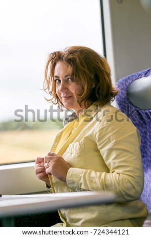 Portrait of girl on  the train in Scotland, United Kingdom