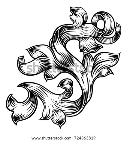 A filigree floral pattern scroll baroque design