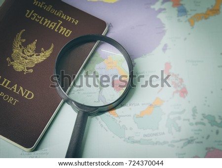 Passport on map plan your travel