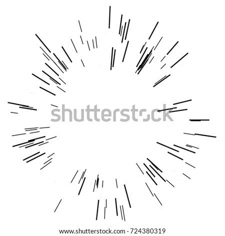 Sun burst, star burst sunshine. Radiating from the center of thin beams, lines. Vector illustration. Dynamic style. Abstract explosion, speed motion lines from the middle, radiating sharp