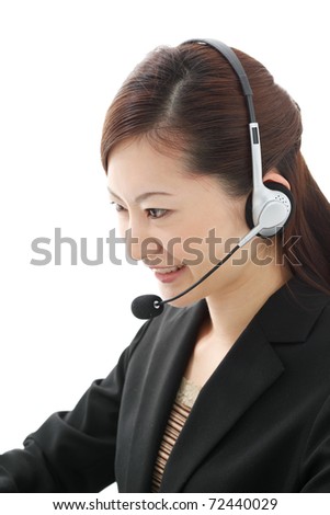 a portrait of asian businesswoman with headset