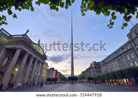 Spire famous landmark in Dublin, Ireland center symbol  Royalty-Free Stock Photo #724447918