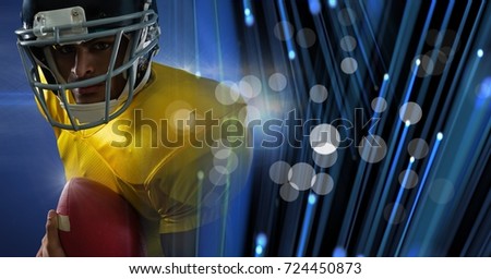 Digital composite of American football player with stadium transition
