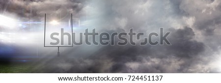 Digital composite of Sports stadium lights transition effect with sky clouds