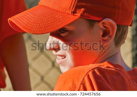 Closeup on Player at Youth Baseball Game