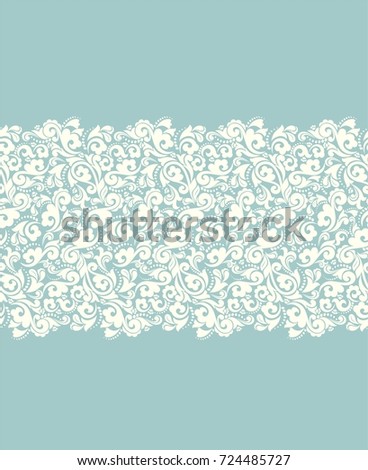 Seamless turquoise background with light pattern in baroque style. Vector retro illustration. Ideal for printing on fabric or paper.