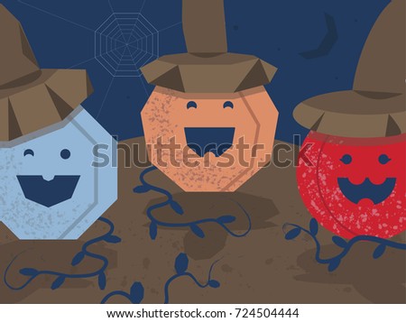flat vector pumpkins illustration for Halloween 