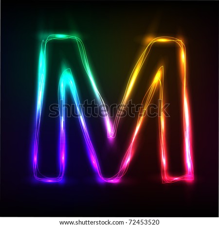 Vector alphabet.  Neon  letter M