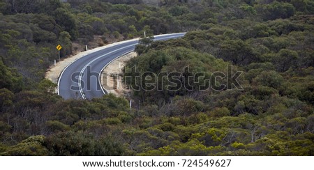 Great Ocean Road, Australia - February 26, 2016: A curvy stretch of road along Great Ocean Road.