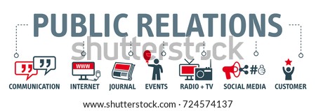 Banner pr - chart with keywords and icons Royalty-Free Stock Photo #724574137