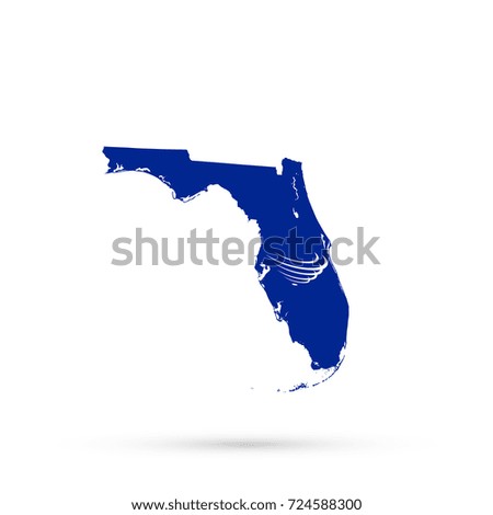 Florida map in Union of South American Nations (USAN) flag colors, editable vector.