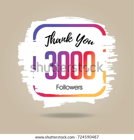Thank you design template for social network and follower. 3000 Followers