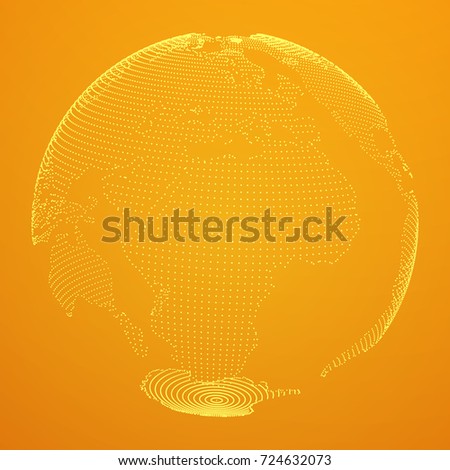 Abstract polygonal space low poly planet Earth with dots. Wireframe Earth connection structure HUD element. Futuristic Vector illustration.