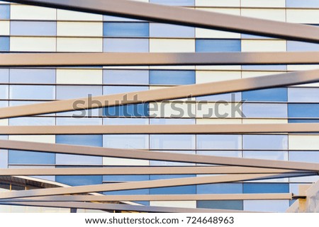Horizontal background of glass blue modern architecture