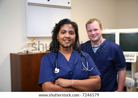 Hispanic and white hospital workers