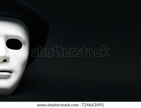 White human mask isolated on black background