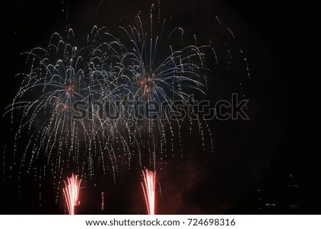 Artistic fireworks festival in Atami , Izu, Japan.