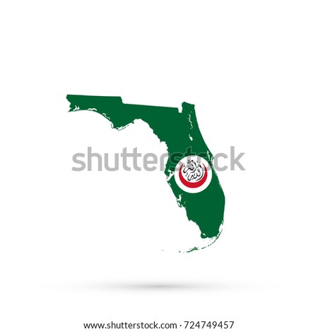 Florida map in Organisation of Islamic Cooperation (OIC) flag colors, editable vector.