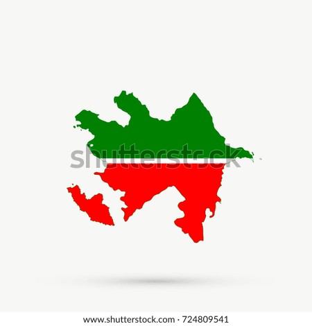 Azerbaijan map in Tatarstan flag colors