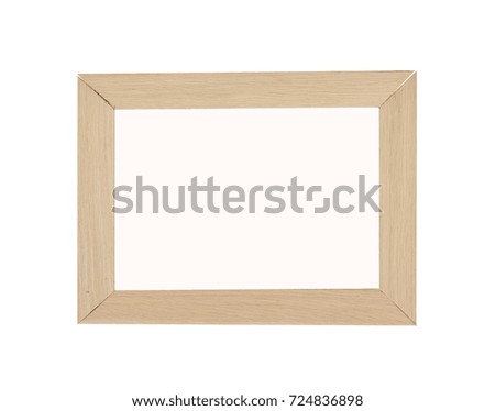 Peach decorative weathered square wood photo painting picture frame with empty isolated filling