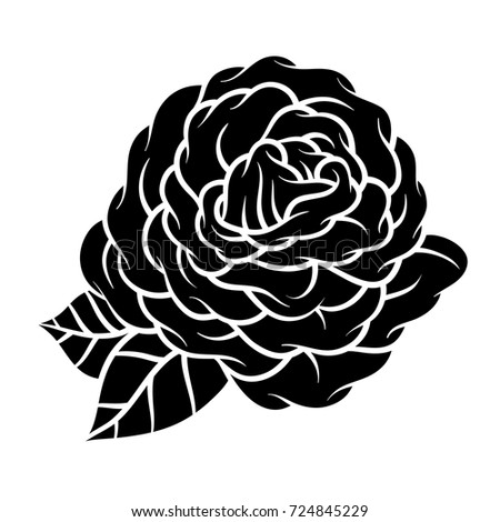 Flower rose, black and white. Isolated on white background. Vector illustration.