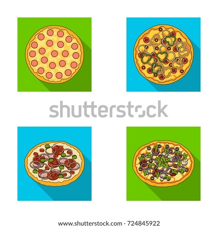Pizza with meat, cheese and other filling. Different pizza set collection icons in flat style vector symbol stock illustration web.