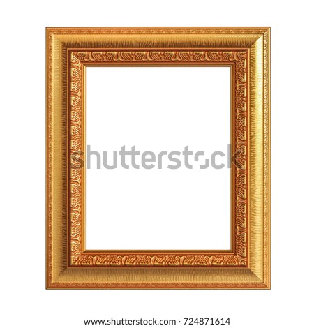 Gold picture frames on a white background.