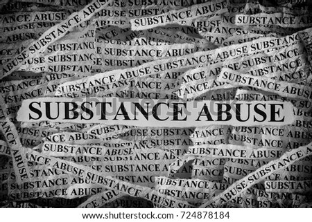 Substance Abuse. Torn pieces of paper with the words Substance Abuse. Concept Image. Black and White. Closeup. Royalty-Free Stock Photo #724878184