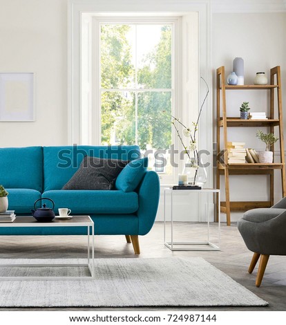 Beautiful living room with modern sofa Royalty-Free Stock Photo #724987144