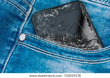 Mobile Phone Screen in a Denim Pocket
