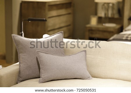 Comfortable couch with pillows tight shot on pillows