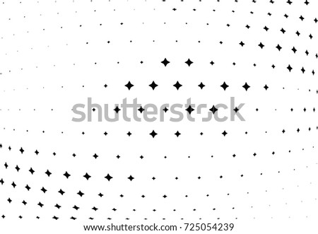 Abstract halftone wave dotted background. Futuristic twisted grunge pattern, stars.  Vector modern optical pop art texture for posters, postcard, grunge cover, labels, vintage sticker mock-up layout